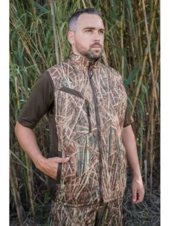 Gilet Chasse Matelassé Réversible Multihunt Roseaux -Chasse en plein air gilet matelasse reversible multihunt roseaux 3