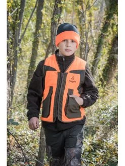 Gilet Chasse Reversible Orange-camo Forest Enfant -Chasse en plein air gilet reversible orange camo forest enfant 2
