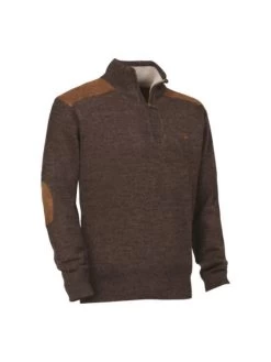 Pull Chasse Fox Zippe Marron Marron Ligne Verney-Carron