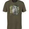 T-Shirt Serigraphie Chasse Kaki - Cerf -Chasse en plein air t shirt serigraphie chasse kaki cerf