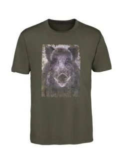 T-Shirt Serigraphie Chasse Kaki - Sanglier