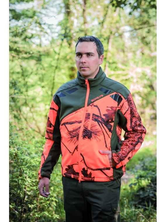 Veste Chasse Softshell Camouflage Orange New Tek 4 Veste Chasse Softshell Camouflage Orange New Tek – Image 2